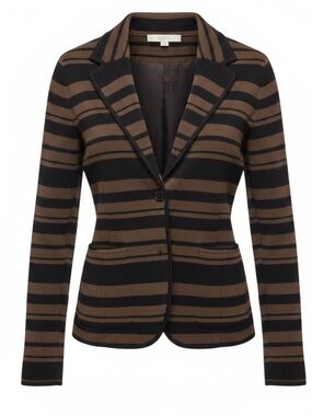 LOFT Brown and Black Striped Knit Blazer